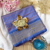 Vriksham Steel Blue Chinnalampattu Saree Floral Copper Border-VS4718